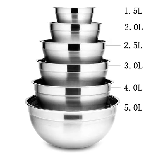 6Pcs Stainless Steel Bowls Set 1.5-5L - Infinite Choice Marketplace