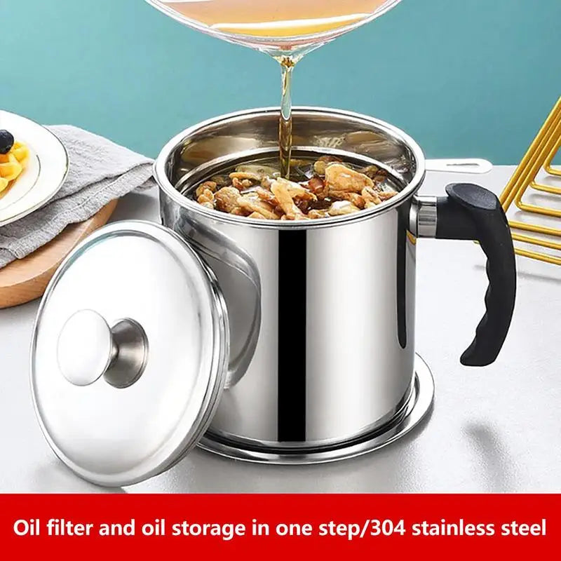 1.4L Stainless Steel Household Oil Filter Pot - Infinite Choice Marketplace