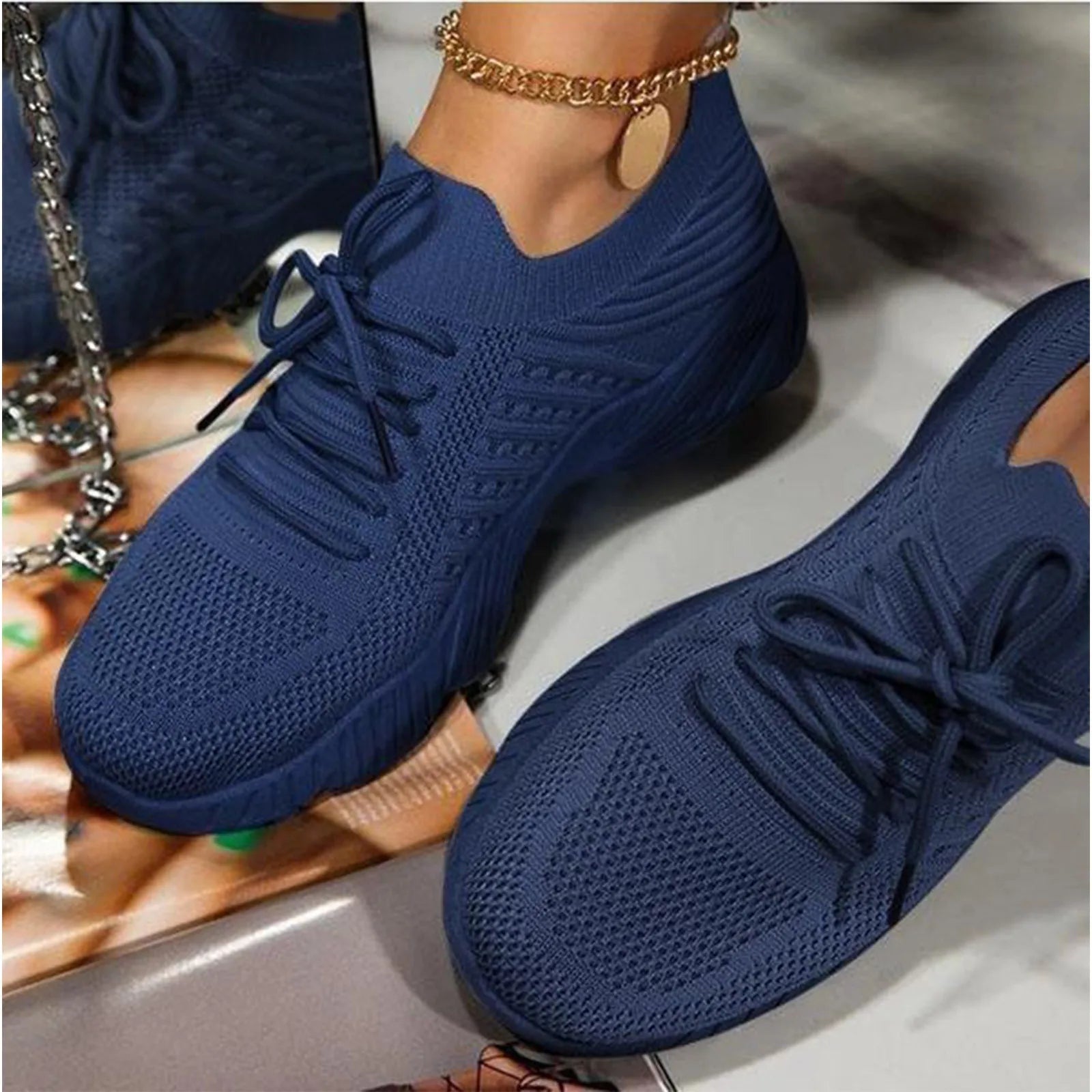 Zapatos Mujer Hombre Women Sneakers 2022 New Fashion Breathable Air Cushion Lace-up Non-slip Thick-soled Shoes Vulcanized Mesh - Infinite Choice Marketplace